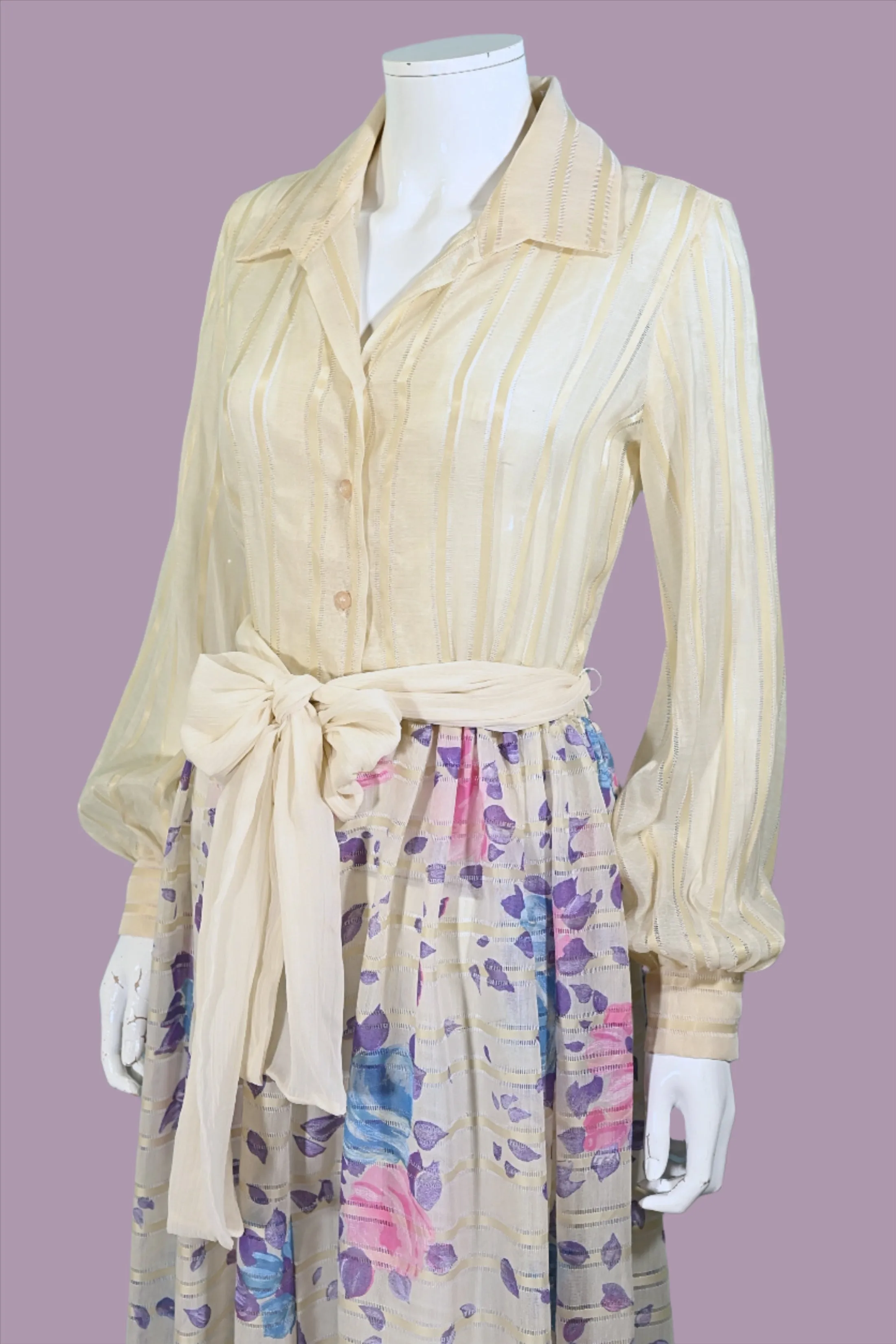 Victor Costa 70s Floral Maxi Dress, 70s Party Dress S