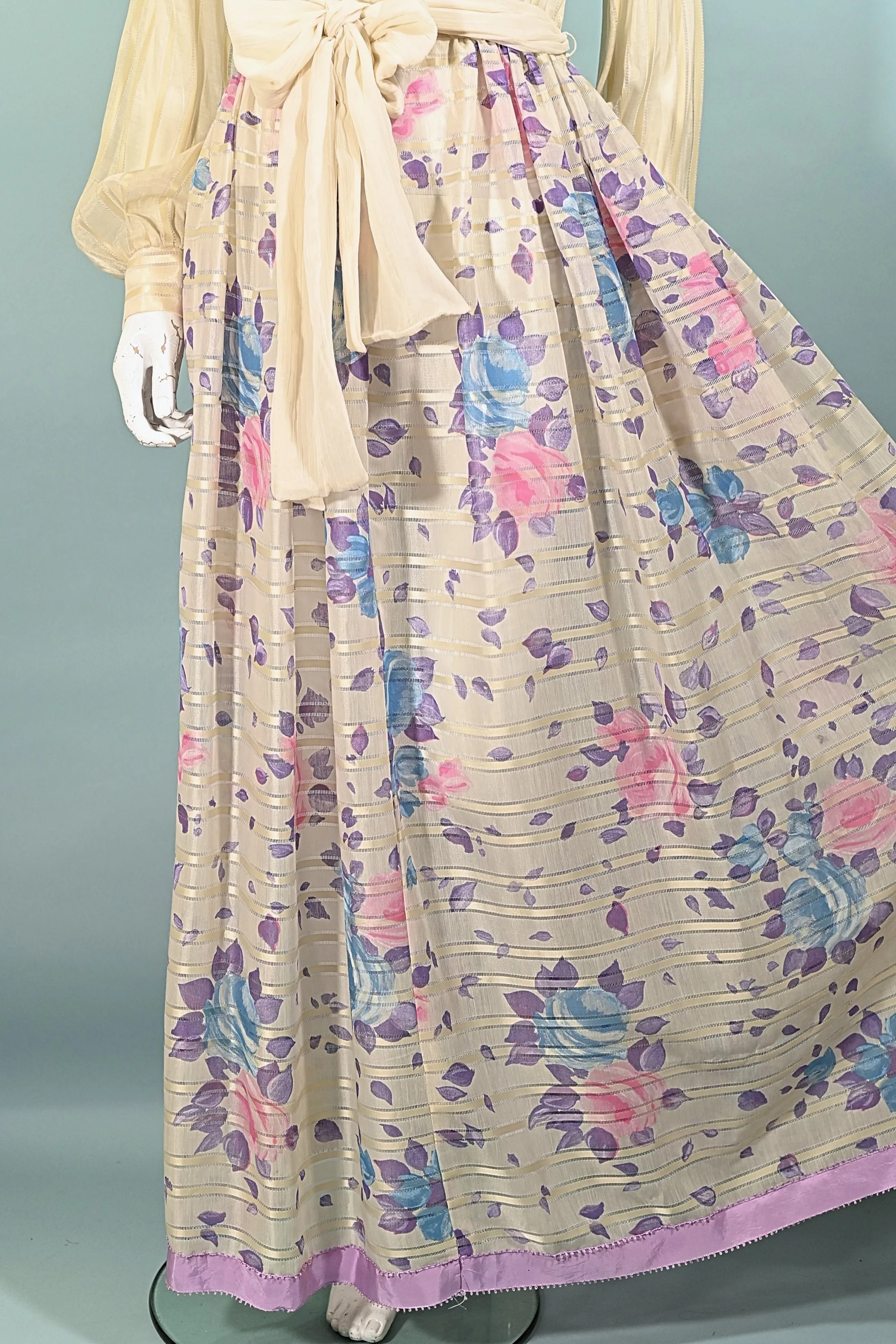 Victor Costa 70s Floral Maxi Dress, 70s Party Dress S