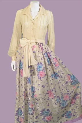 Victor Costa 70s Floral Maxi Dress, 70s Party Dress S