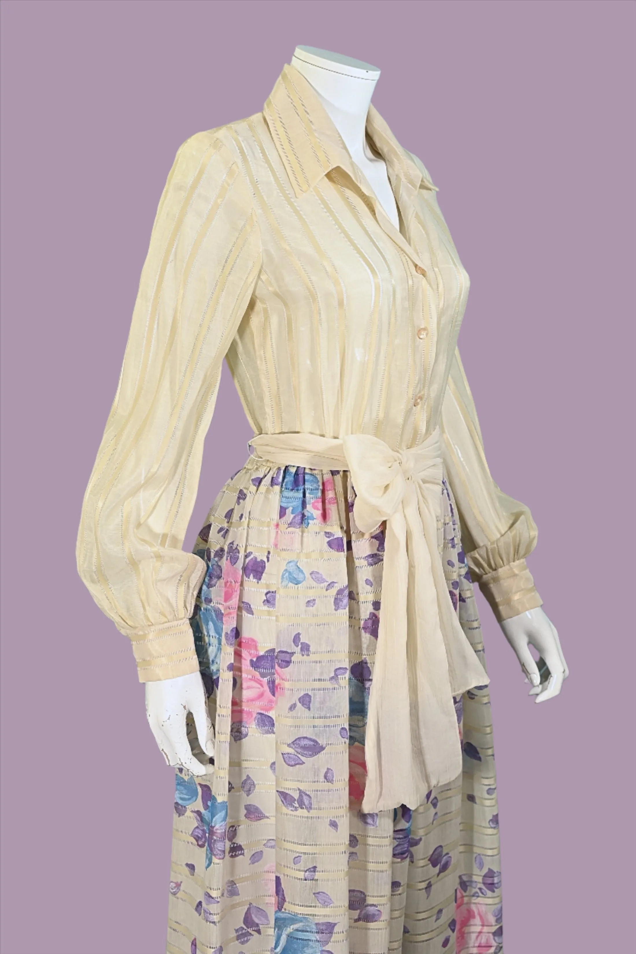Victor Costa 70s Floral Maxi Dress, 70s Party Dress S