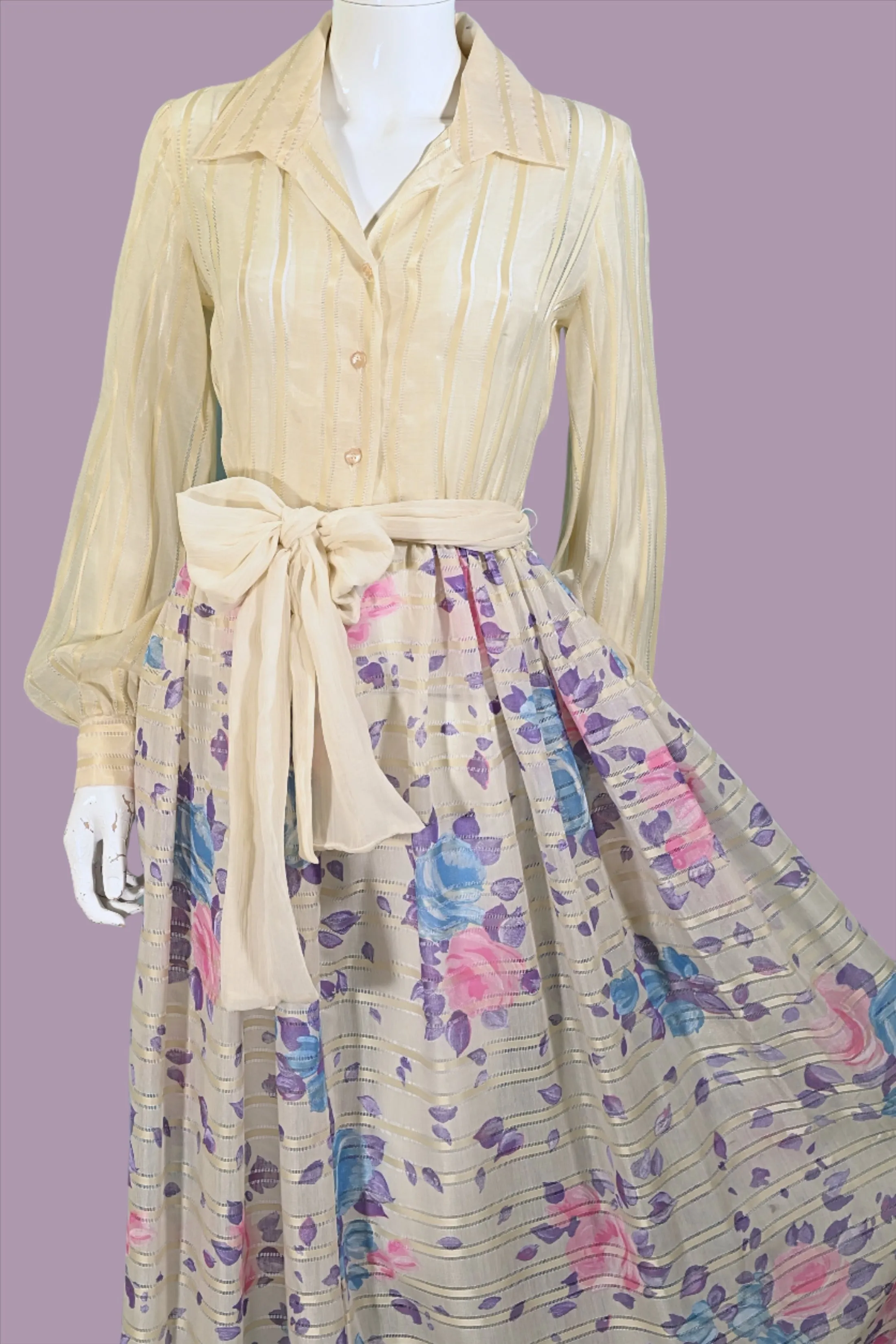 Victor Costa 70s Floral Maxi Dress, 70s Party Dress S