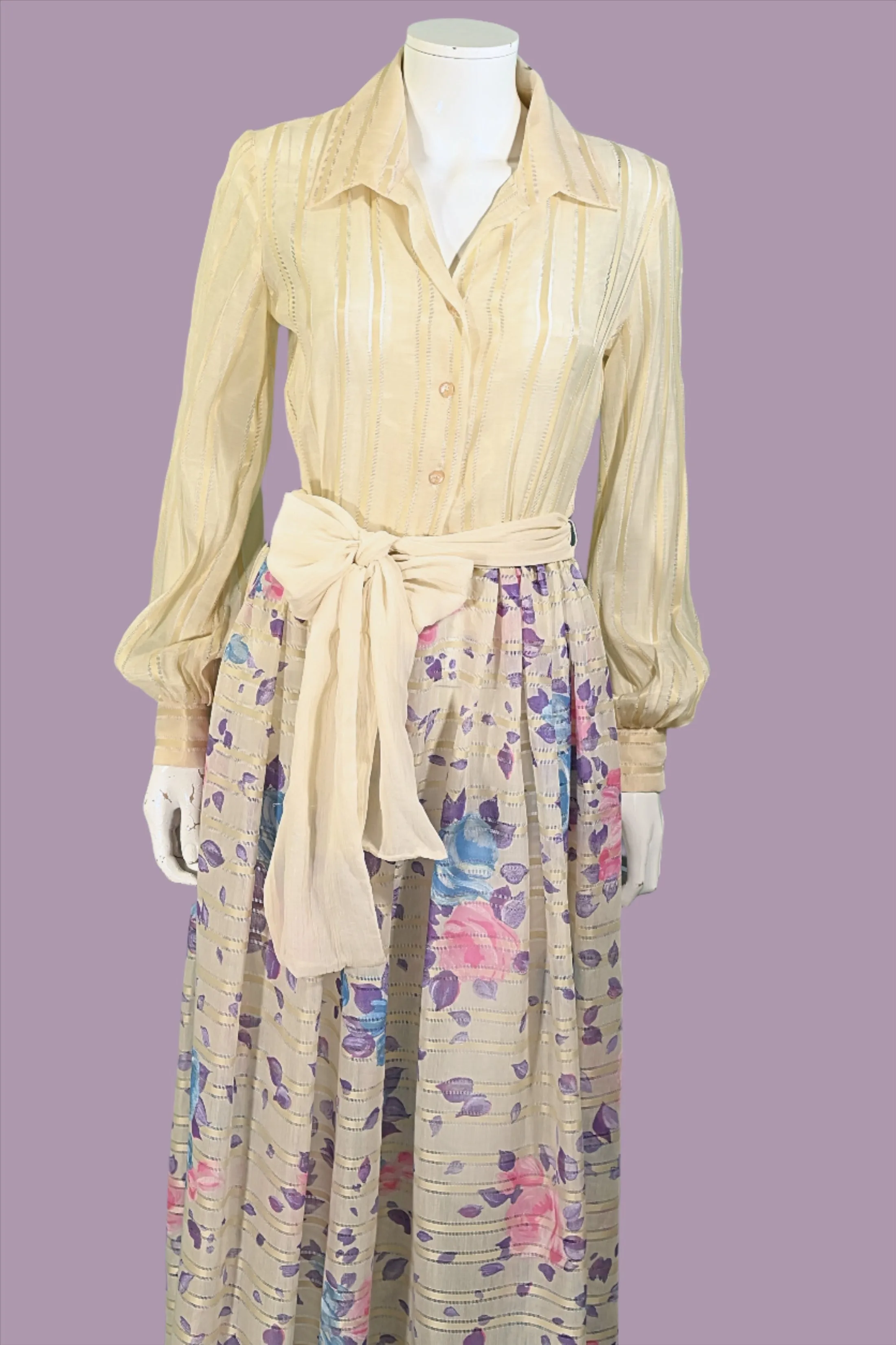 Victor Costa 70s Floral Maxi Dress, 70s Party Dress S