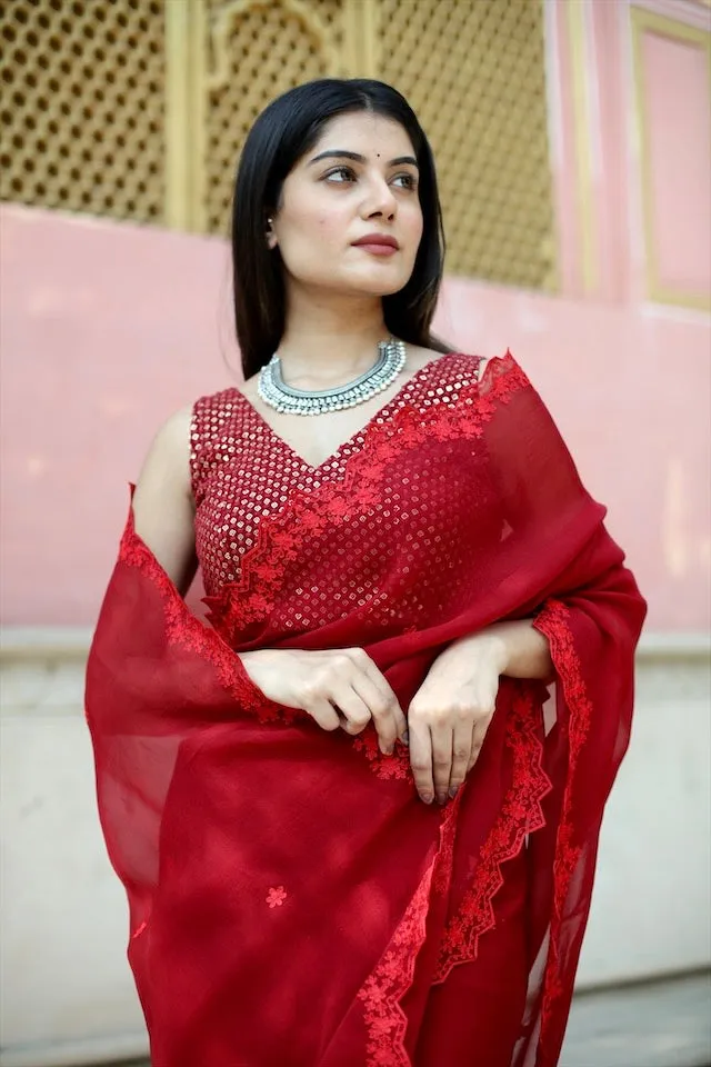 Vienna red saree