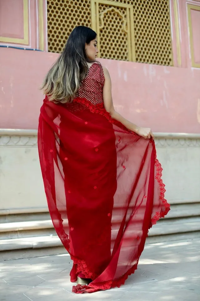 Vienna red saree