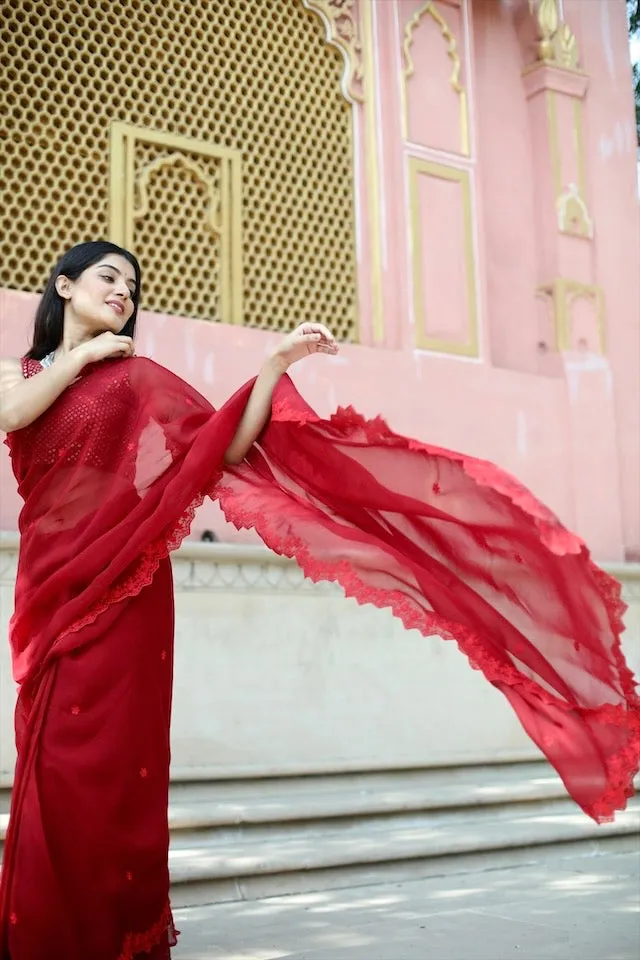 Vienna red saree