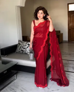 Vienna red saree
