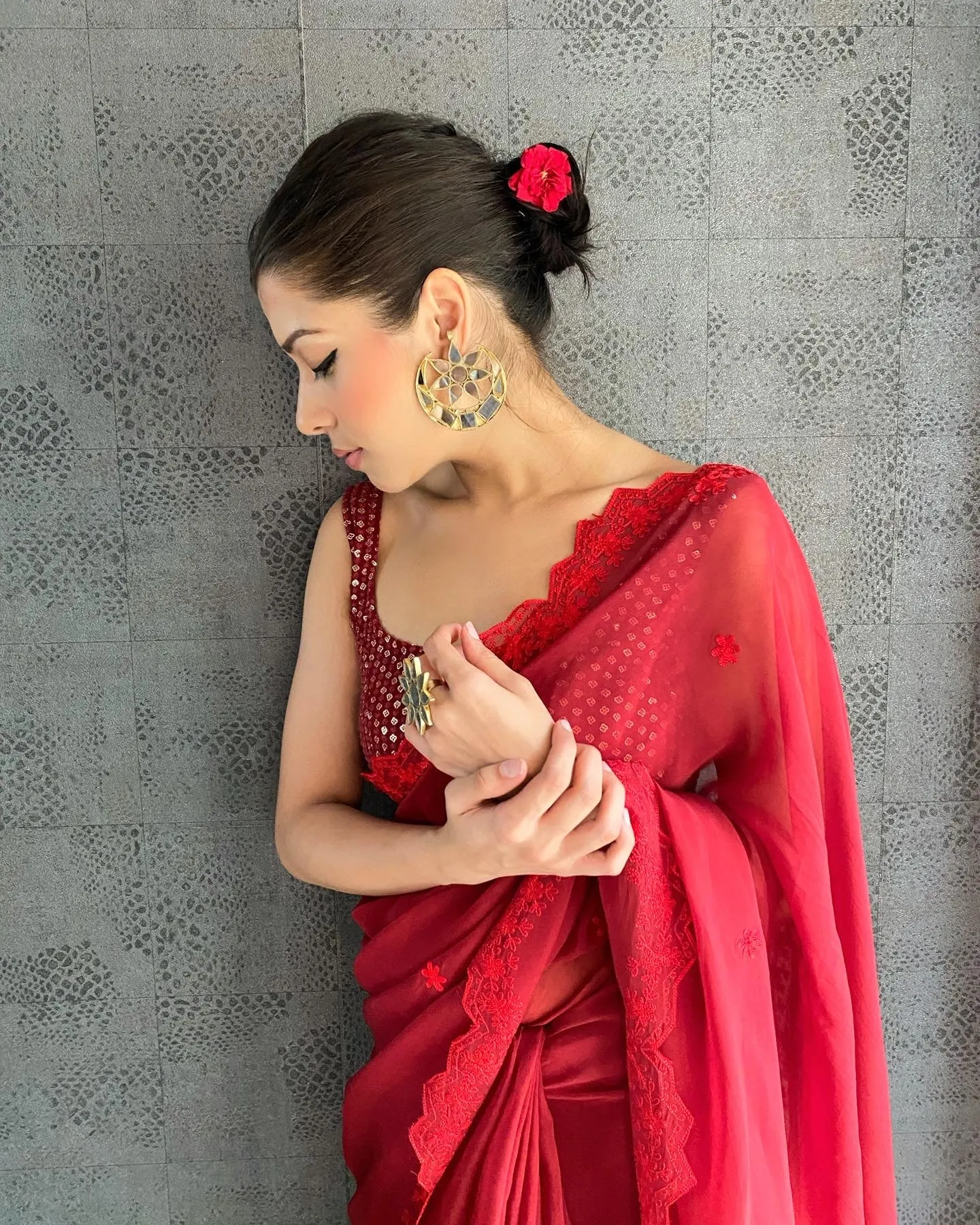Vienna red saree