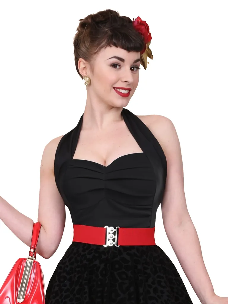 Vintage Ruched Slim Fit Halter Sweetheart Neck Tops