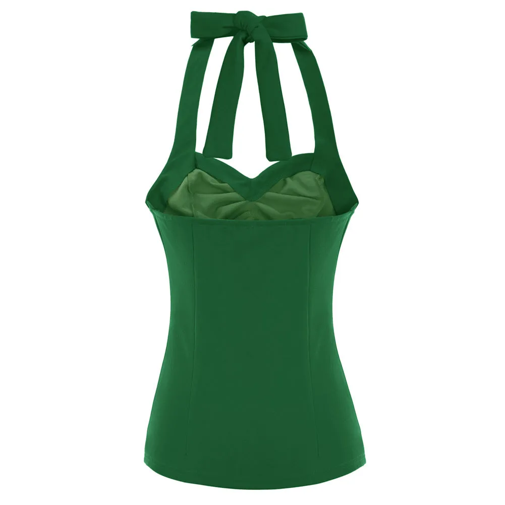 Vintage Ruched Slim Fit Halter Sweetheart Neck Tops