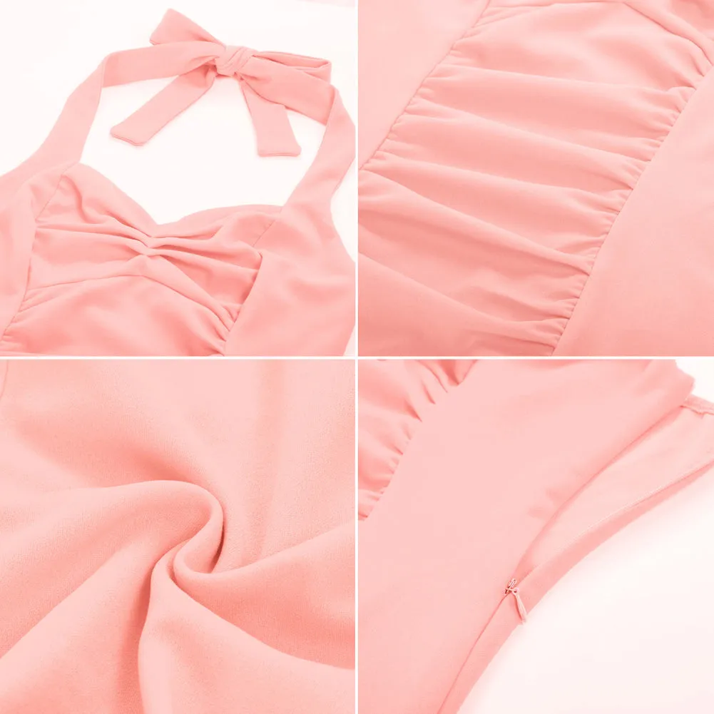 Vintage Ruched Slim Fit Halter Sweetheart Neck Tops