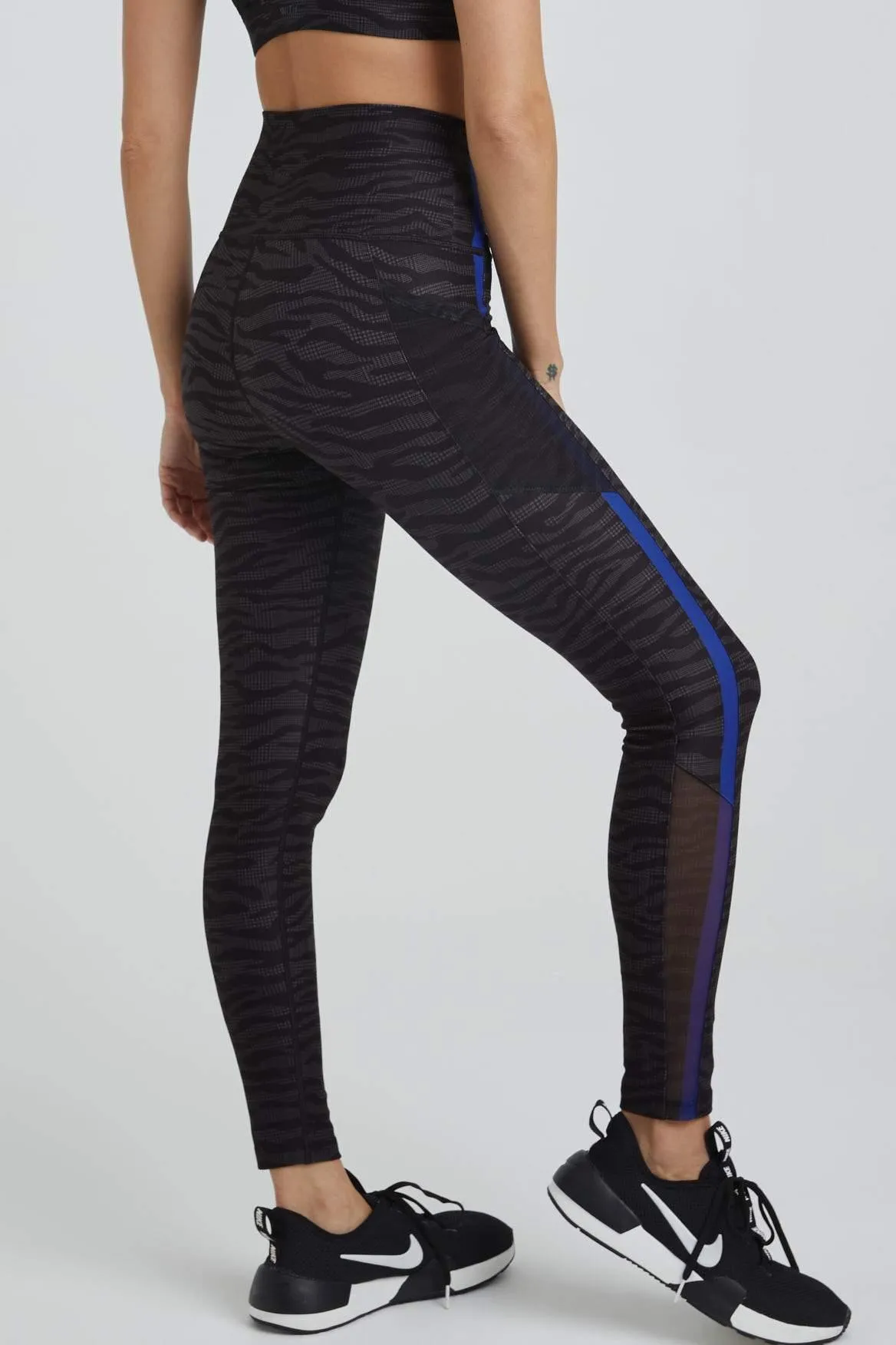 Wear It To Heart Nala Legging - Zebra w/Cobalt Blue